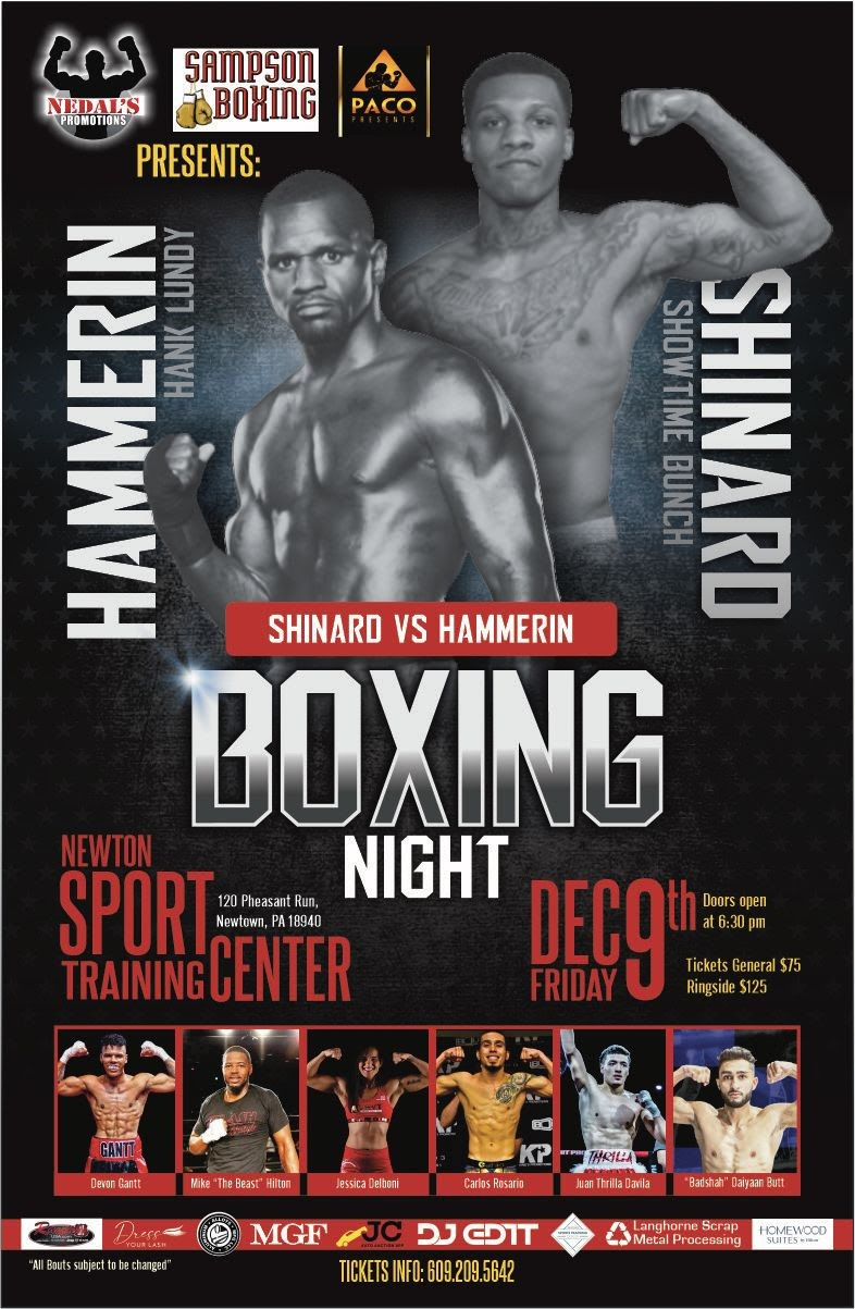 Shinard Bunch to Face Henry Lundy When Nedals Promotions Returns Friday, December 9, with “Friday Night Fights,” at the Newtown A.C